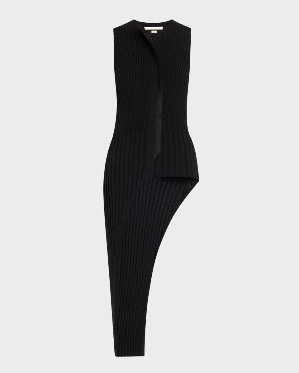 Asymmetrical Rib-Knit Sweater Vest